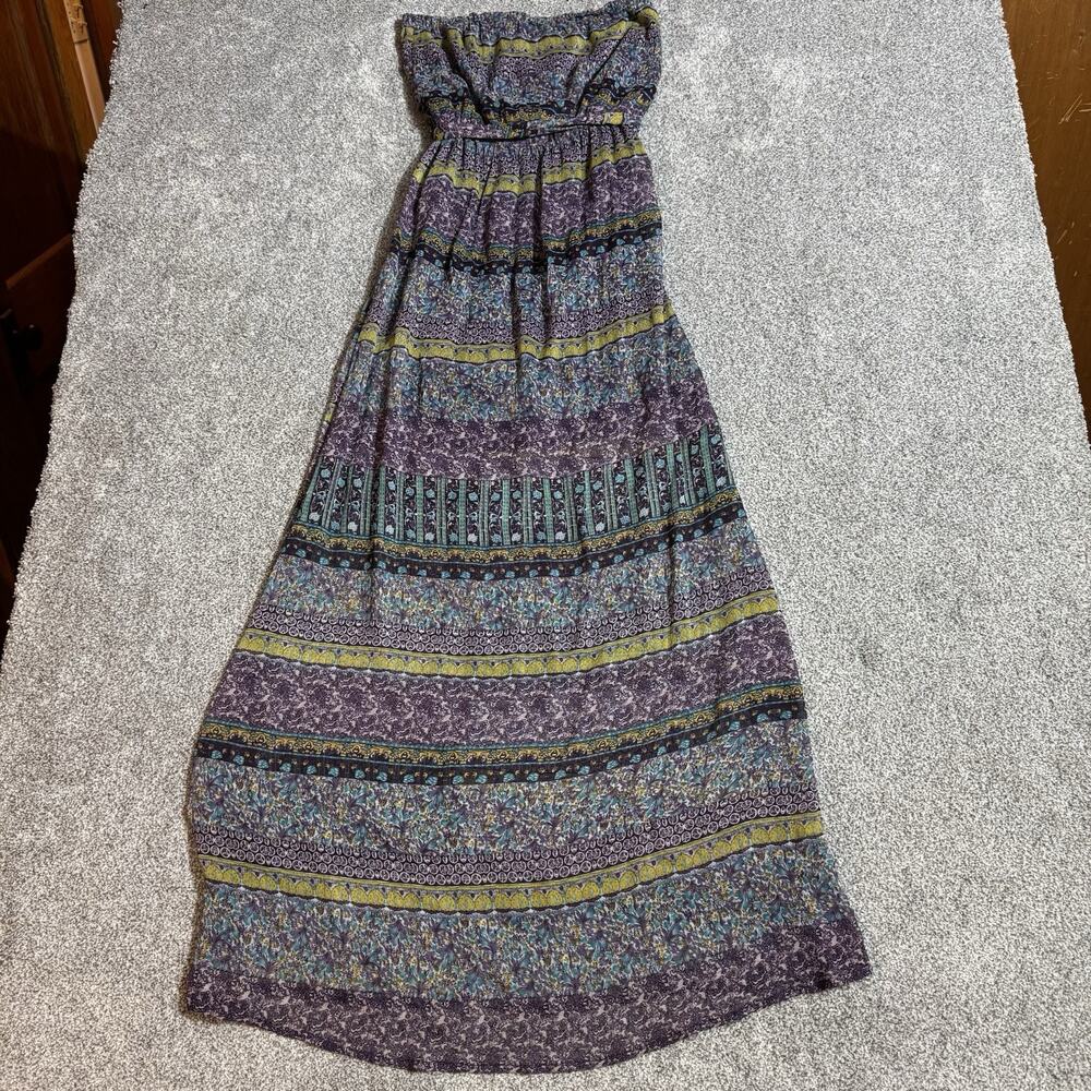 Umgee Dress Medium Boho Strapless Maxi Flowy Peasant Tiered Hippie Festival USA